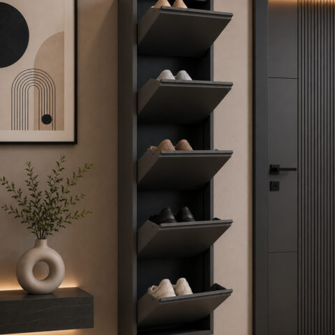 Beyaz ve Anrasit 5 Kapaklı Metal Ayakkabılık Modelleri ve Fiyatları - Ayakkabılık Dünyası